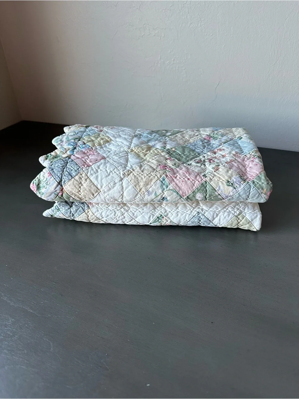 Vintage JCPenney Pastel Floral Quilted Pillow Shams Cover Cotton Size 21”X27”